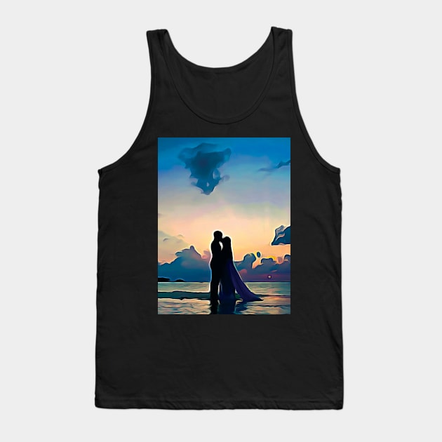 Couples wedding on beach Oil Painting Art Tank Top by Aziz